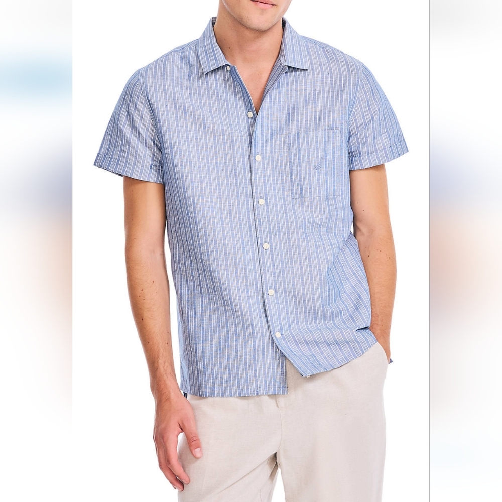 Nautica Linen Blue Resort Shirt